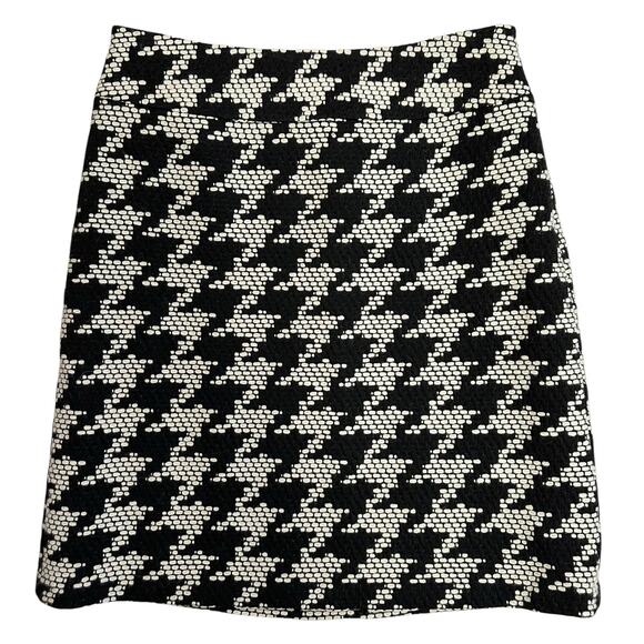 Talbots Italian Wool Houndstooth Tweed Skirt Black White Fall Petite Size 2P - Picture 1 of 6